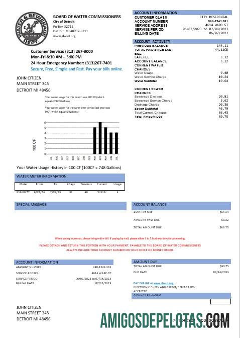 Projeto de lei de serviços públicos de água do Conselho de Comissários de Água dos Estados Unidos em formatos Word e PDF exemplo real